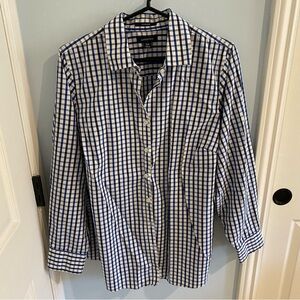 Blue and White Checkered Button-Up Shirt